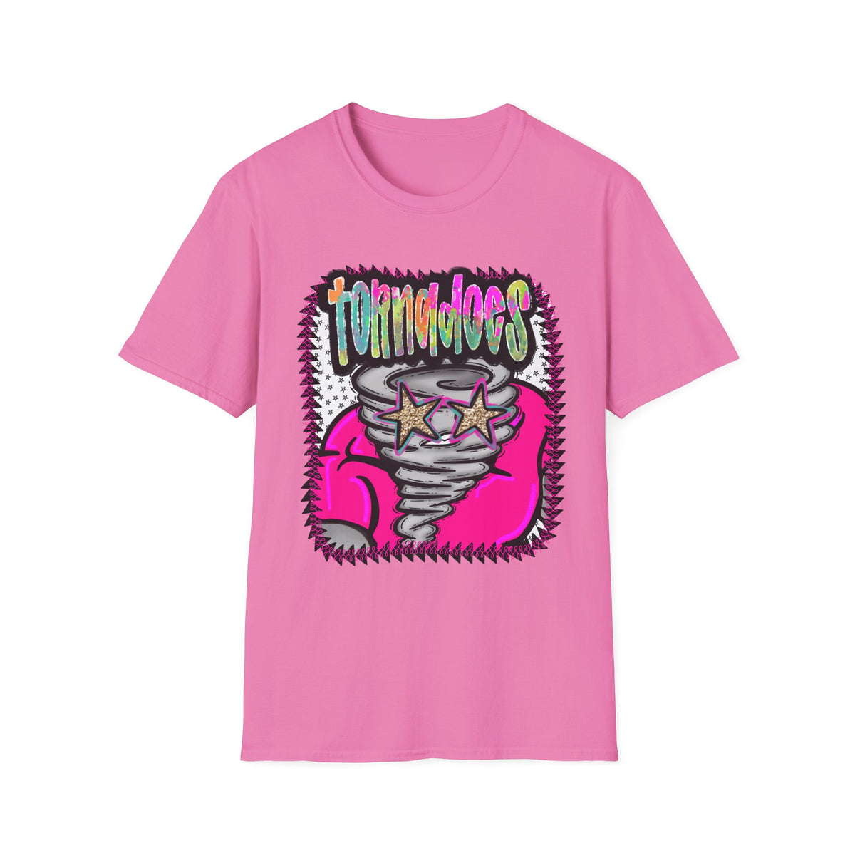 T‑Shirt — Colorful 'Tornadoes' Graphic Tee with Retro Stars (Bold Neon Streetwear)