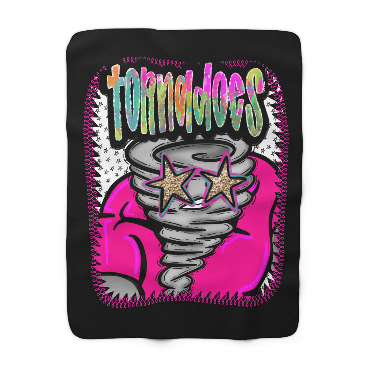 Tornadoes Sherpa Blanket — Colorful Retro Storm Graphic Throw
