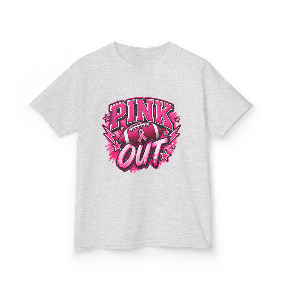 Kids "Pink Out" Football T-Shirt — Breast Cancer Awareness Youth Tee