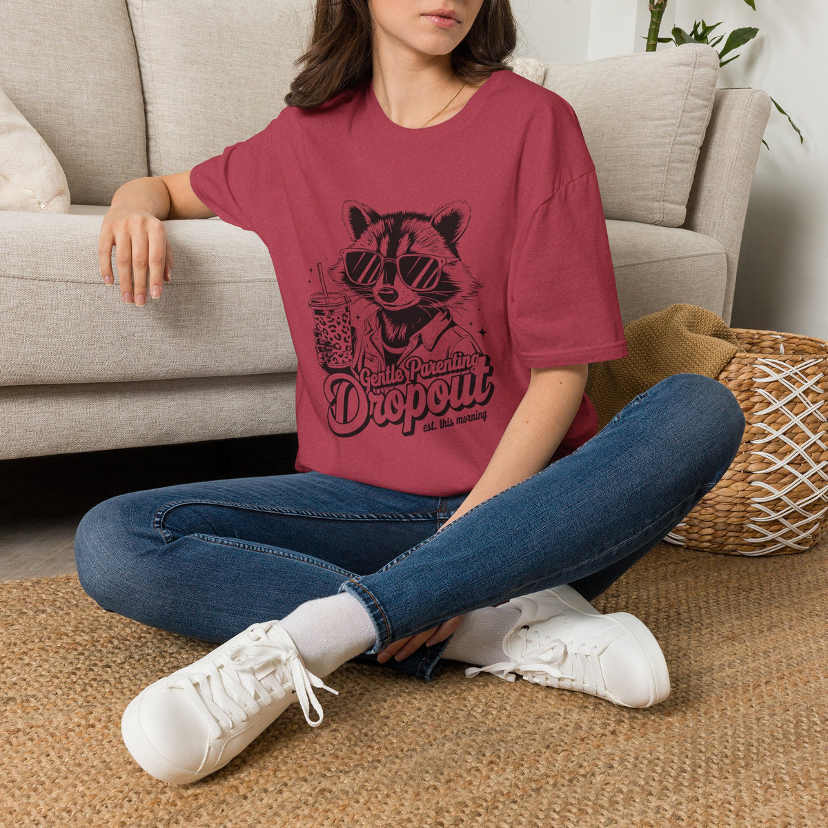 Raccoon with Sunglasses T-Shirt — Cute Retro 'Dropout' Graphic Tee