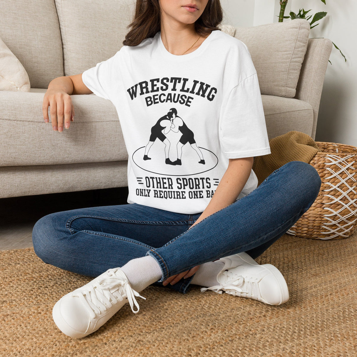 Wrestling Because T-Shirt — Funny Wrestling Quote Tee for Athletes & Fans