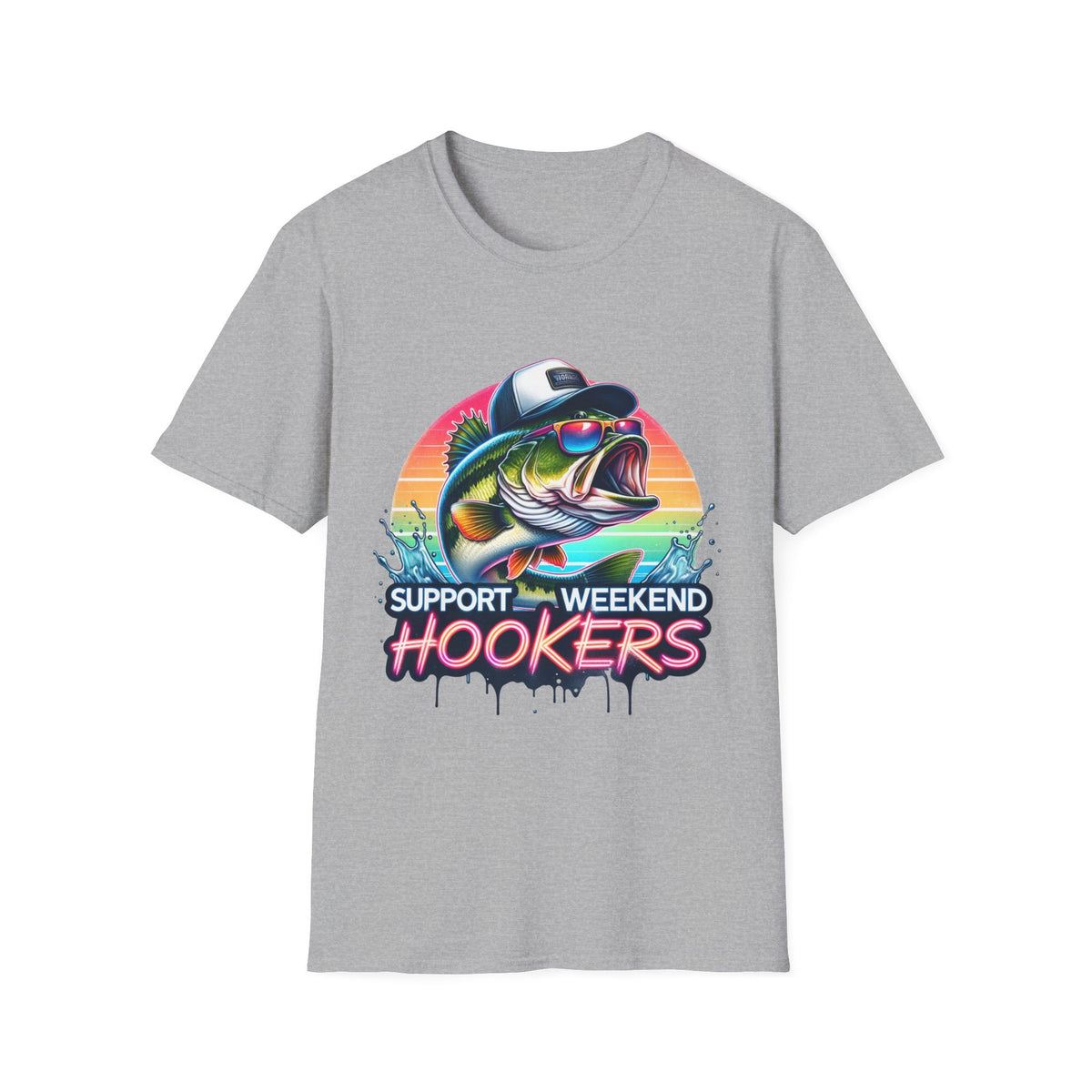 Fishing T-Shirt — “Support Weekend Hookers” Retro Bass Design