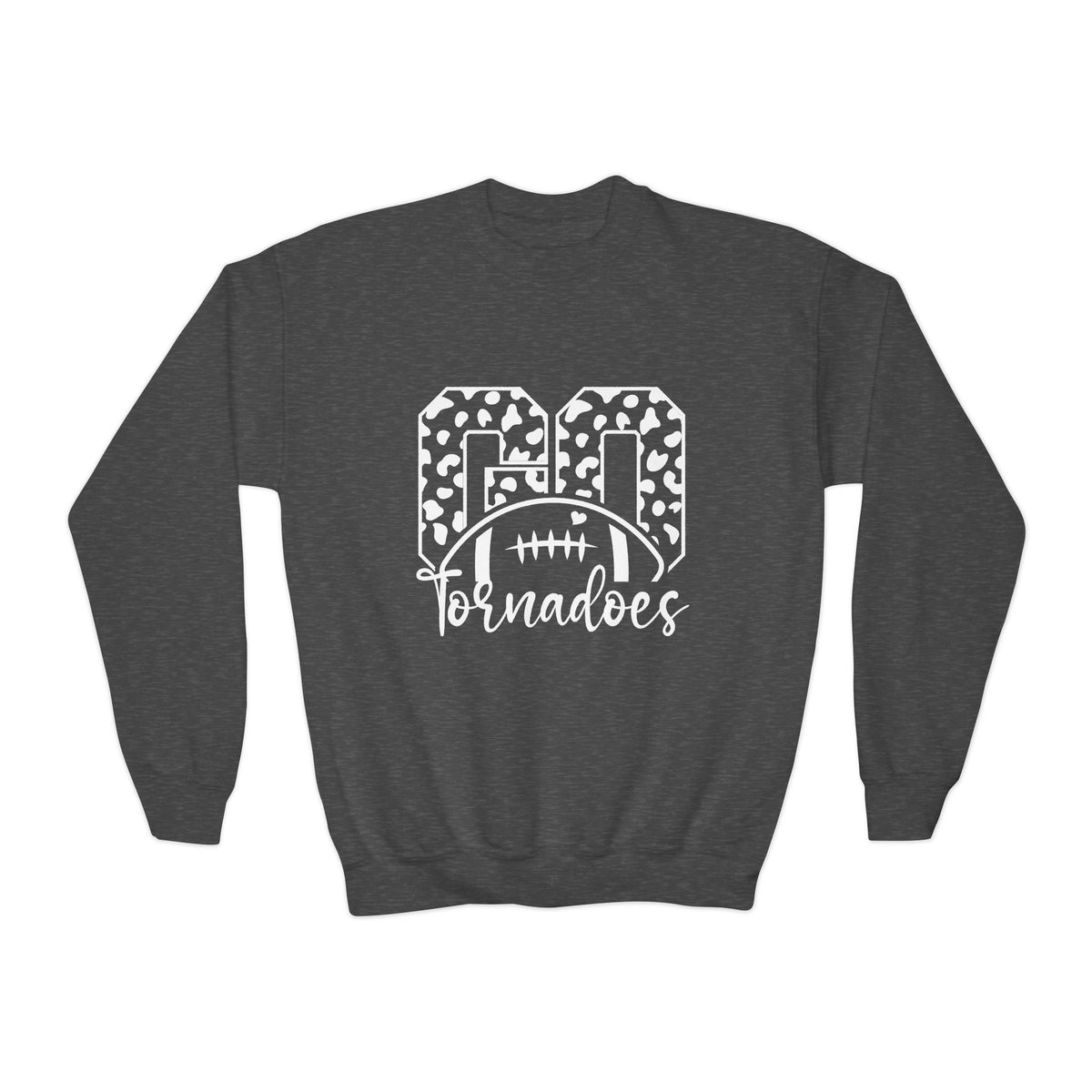 Youth Football Crewneck Sweatshirt – "GO Tornadoes" Leopard Print Design