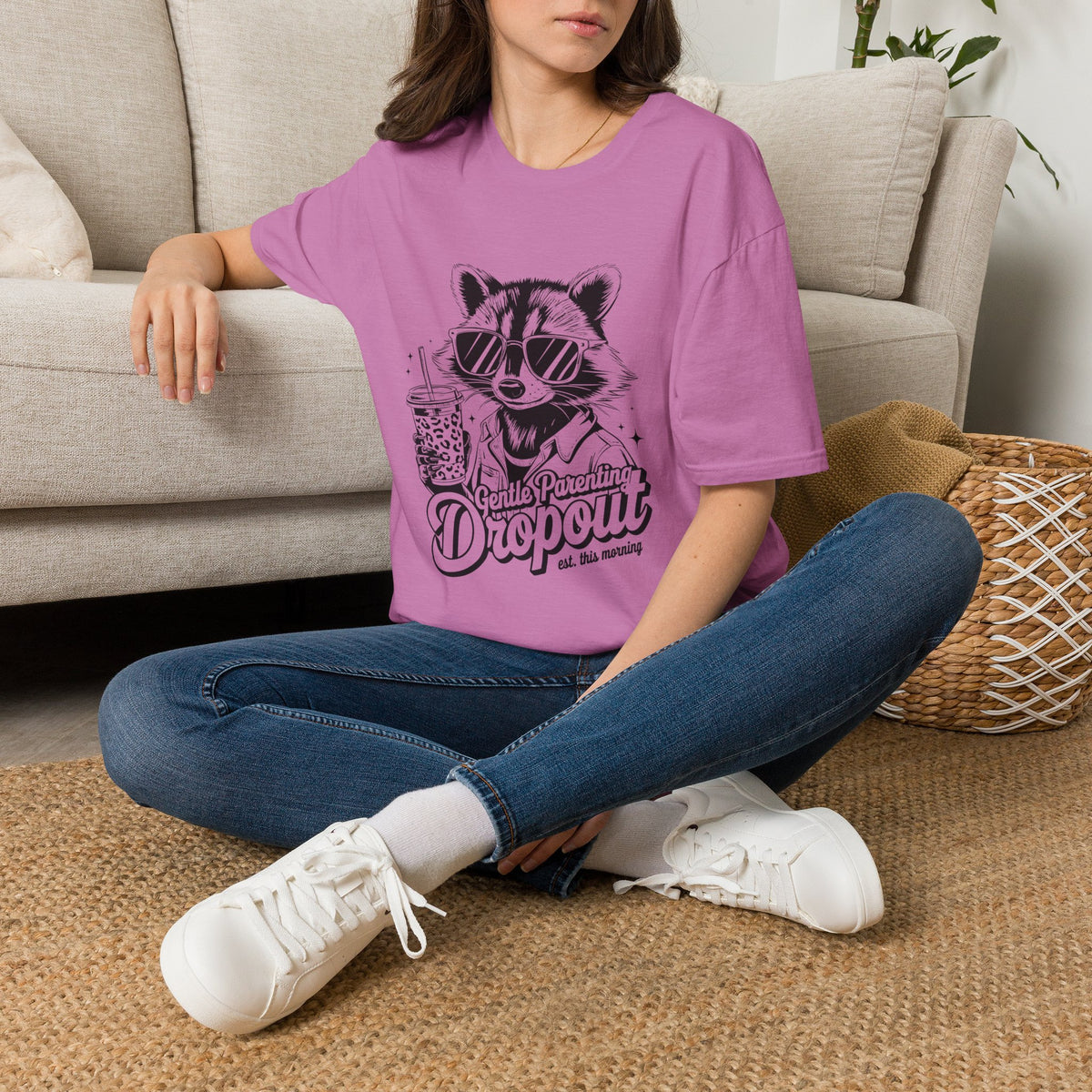 Raccoon with Sunglasses T-Shirt — Cute Retro 'Dropout' Graphic Tee