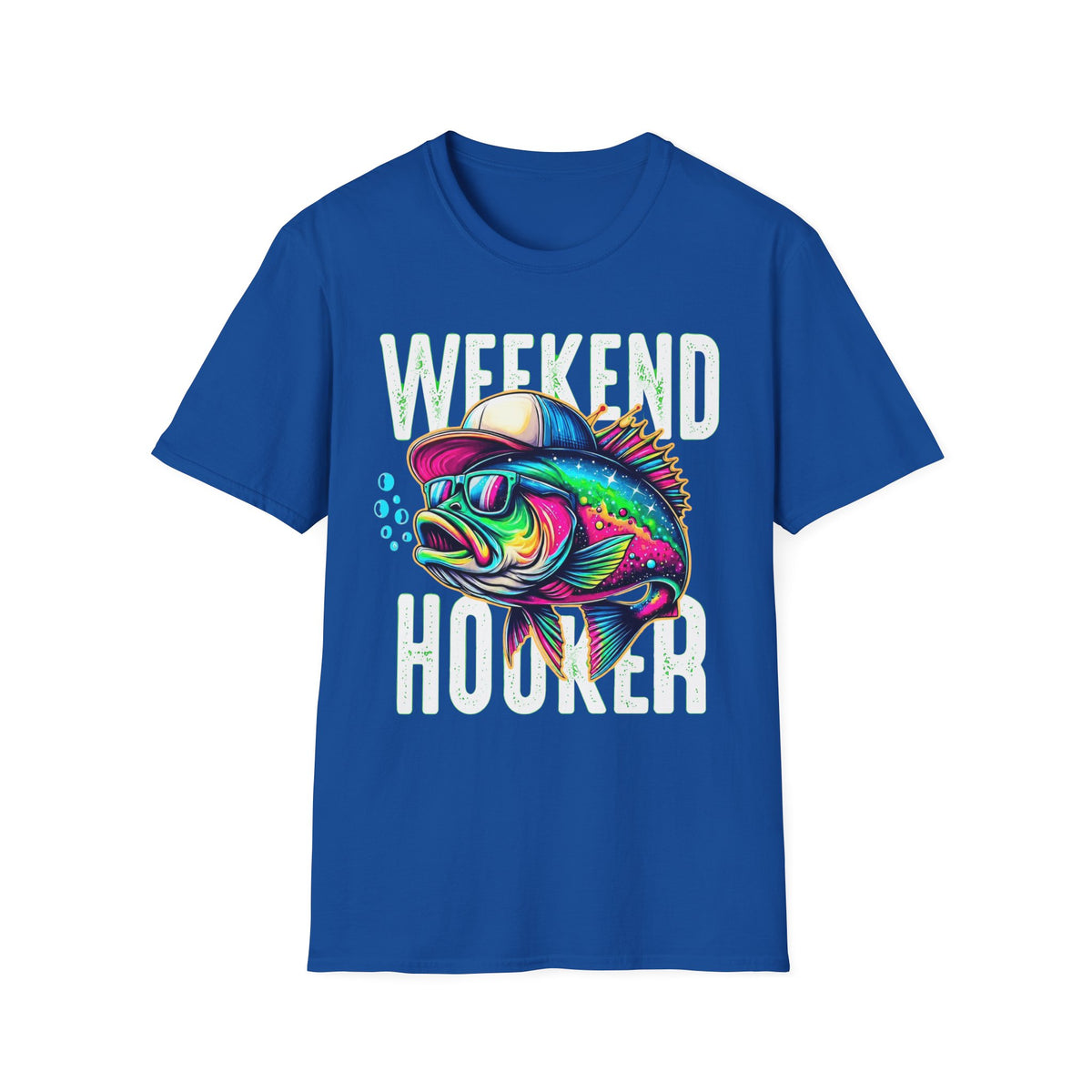 Weekend Hooker T-Shirt — Colorful Fishing Fish Graphic Tee for Anglers & Beach Days