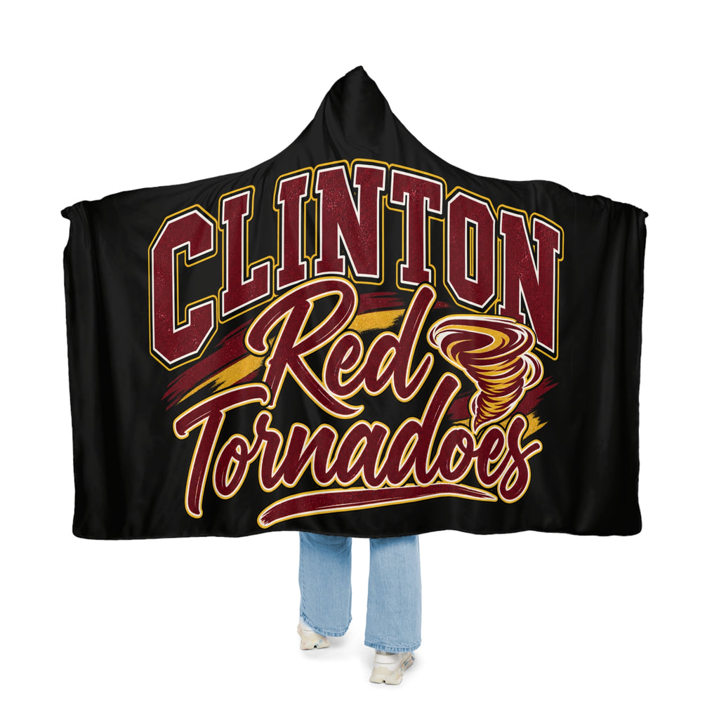 Clinton Red Tornadoes Hooded Blanket — Cozy Team Sherpa Throw