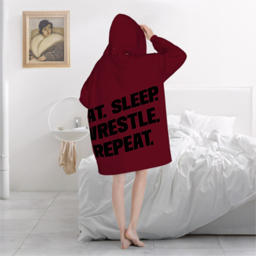Adult Blanket Hoodie Tornadoes Wrestle
