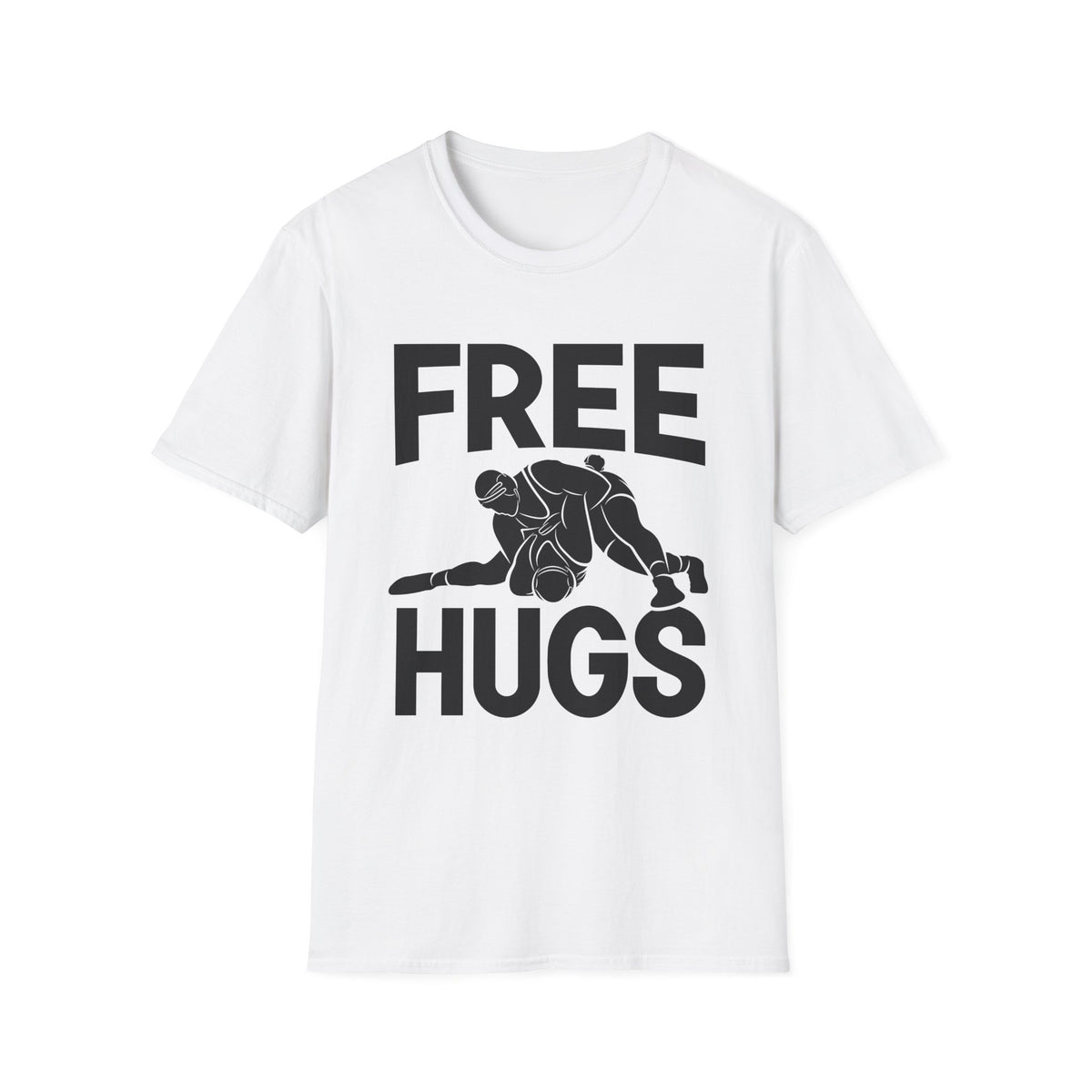 Free Hugs T-Shirt — Playful Graphic Tee with Hugging Illustration