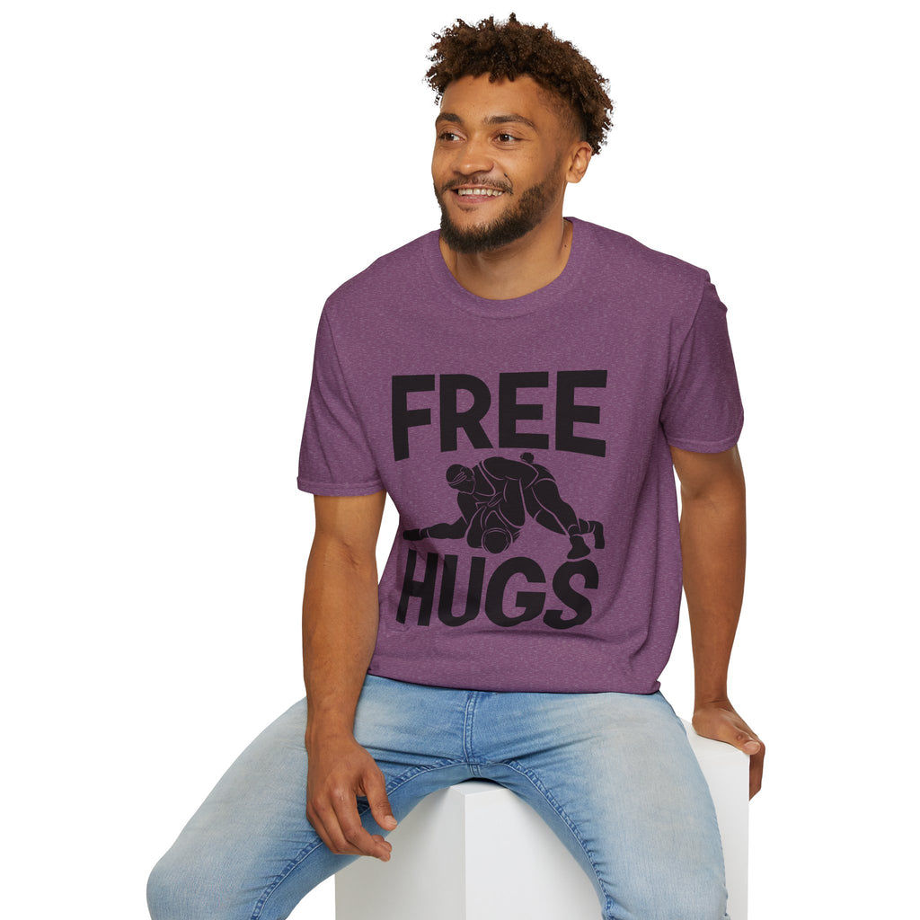 Free Hugs T-Shirt — Playful Graphic Tee with Hugging Illustration