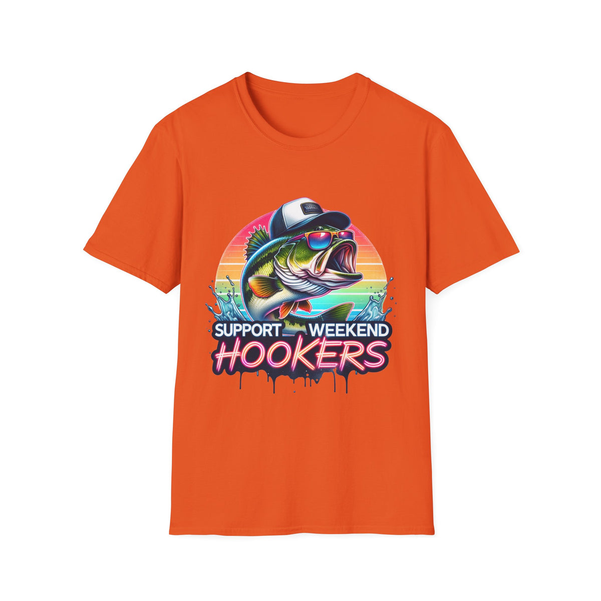 Fishing T-Shirt — “Support Weekend Hookers” Retro Bass Design
