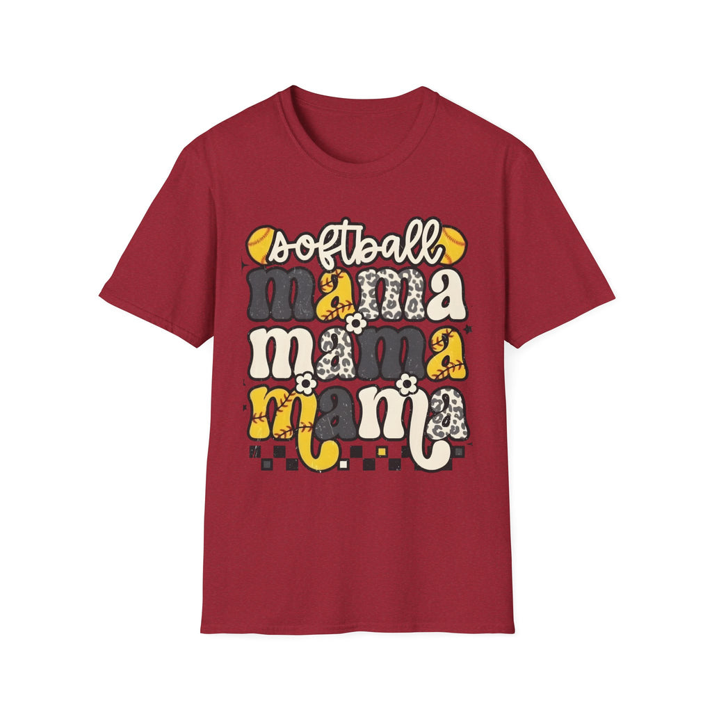 Softball Mama Graphic T-Shirt — Cute Leopard & Ball Mom Shirt