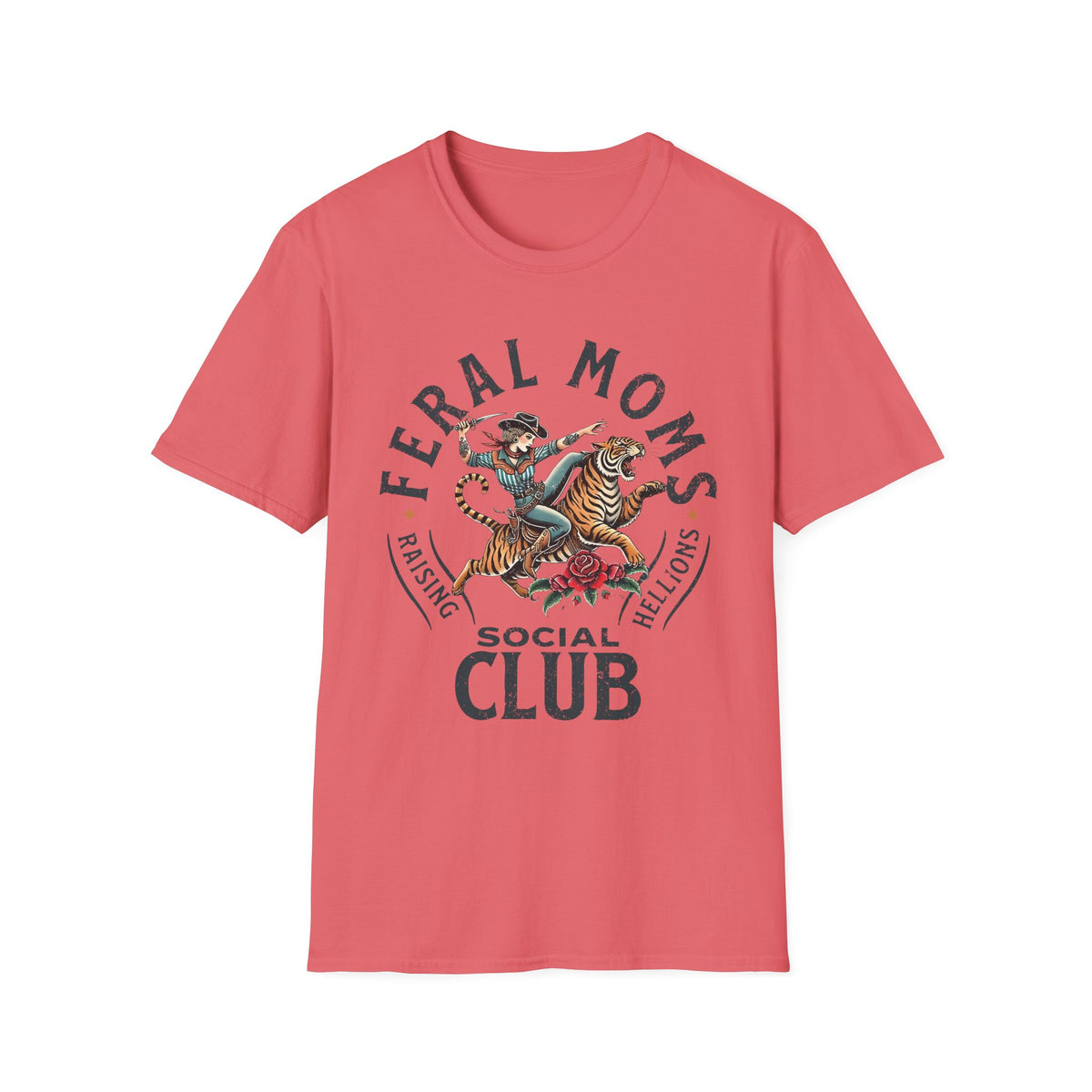Feral Moms Club T‑Shirt — Vintage Tiger Rider Social Club Tee