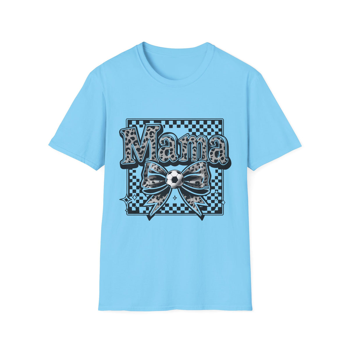 Mama Graphic Tee — Checkerboard Leopard Bow Shirt for Moms