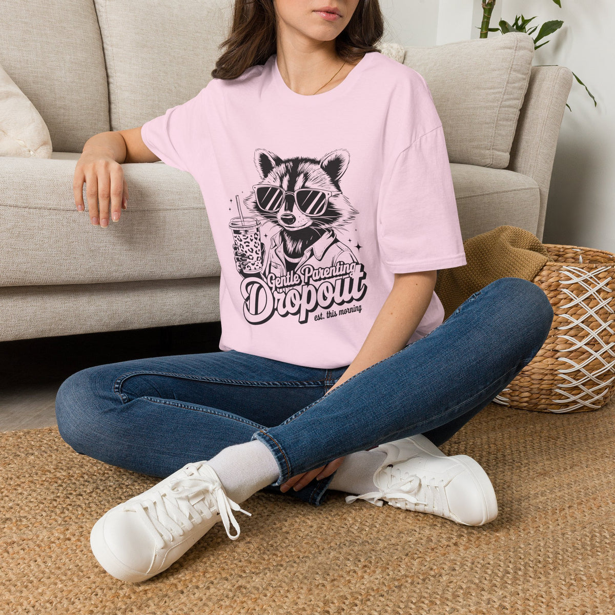 Raccoon with Sunglasses T-Shirt — Cute Retro 'Dropout' Graphic Tee