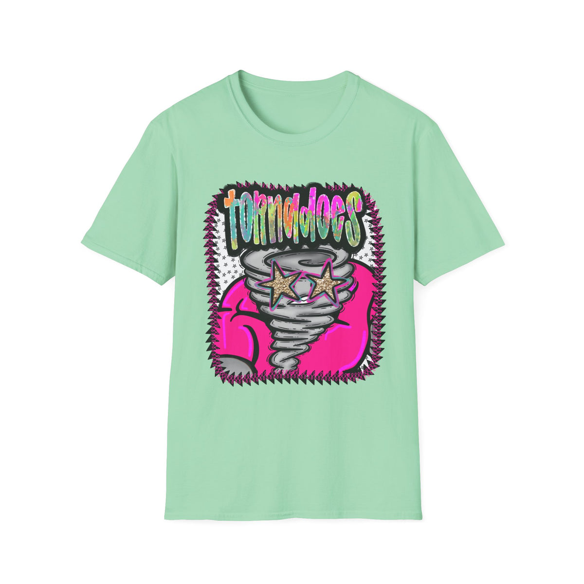 T‑Shirt — Colorful 'Tornadoes' Graphic Tee with Retro Stars (Bold Neon Streetwear)