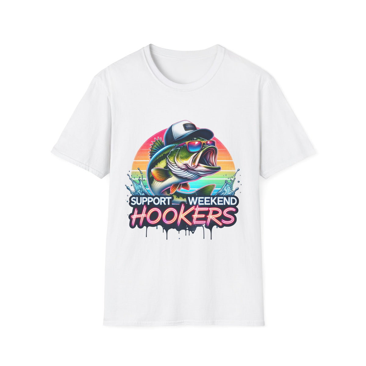 Fishing T-Shirt — “Support Weekend Hookers” Retro Bass Design