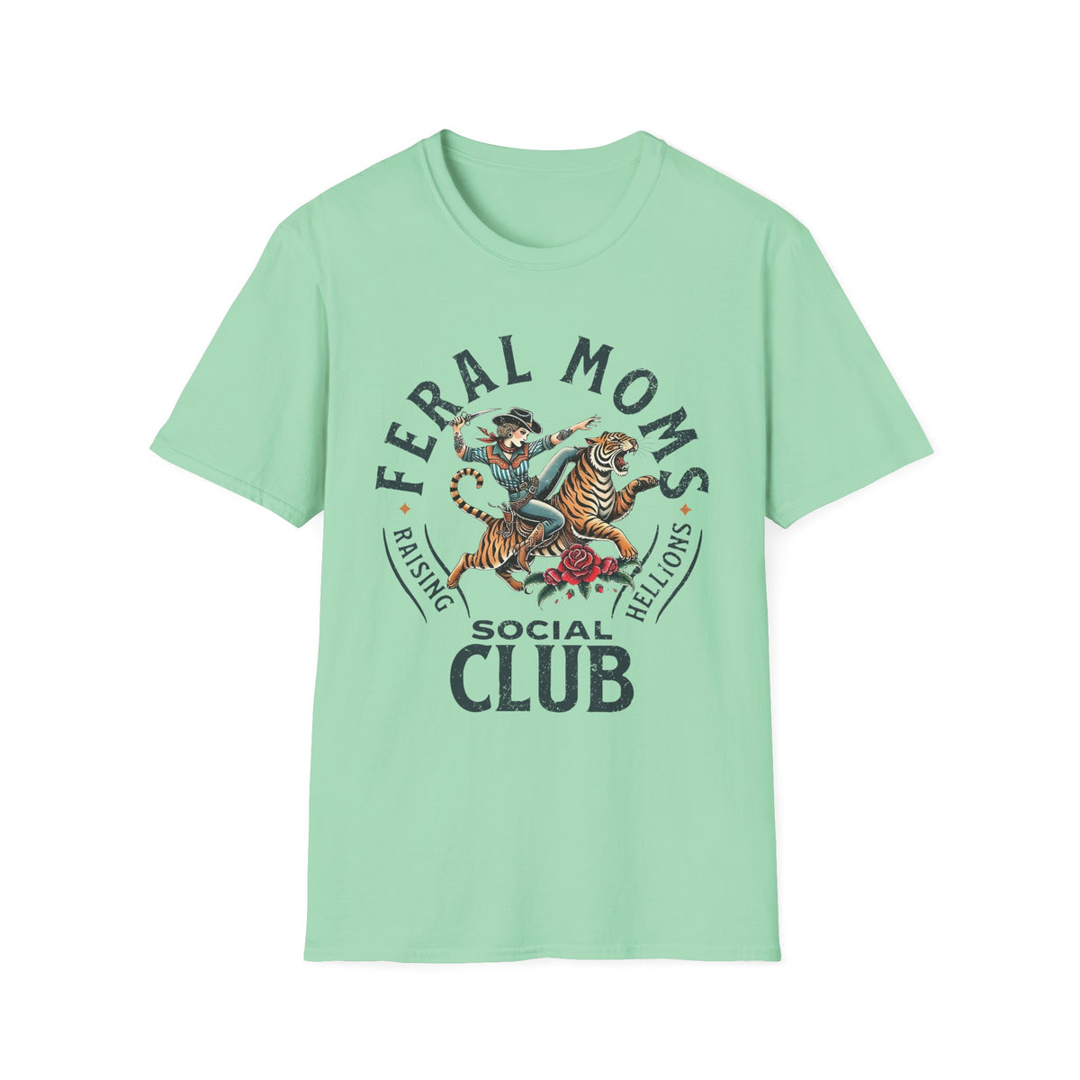 Feral Moms Club T‑Shirt — Vintage Tiger Rider Social Club Tee