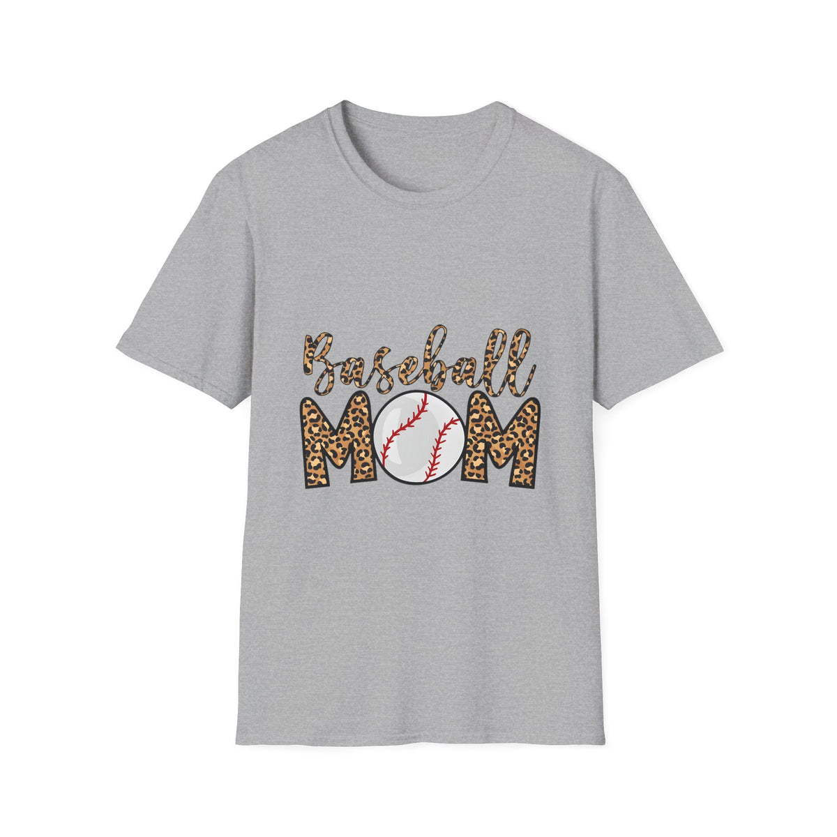 Baseball Mom Leopard Print T-Shirt — Baseball Mom Tee with Baseball Graphic