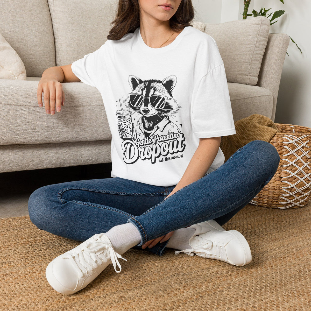 Raccoon with Sunglasses T-Shirt — Cute Retro 'Dropout' Graphic Tee