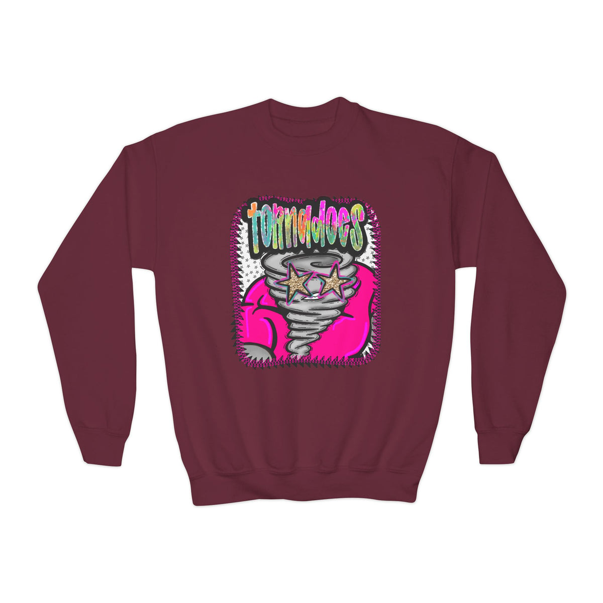 Youth Crewneck Sweatshirt —Neon Tornadoes Graphic