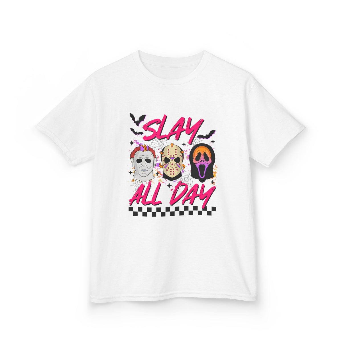 Kids Tee — 'Slay All Day' Halloween Mask Graphic