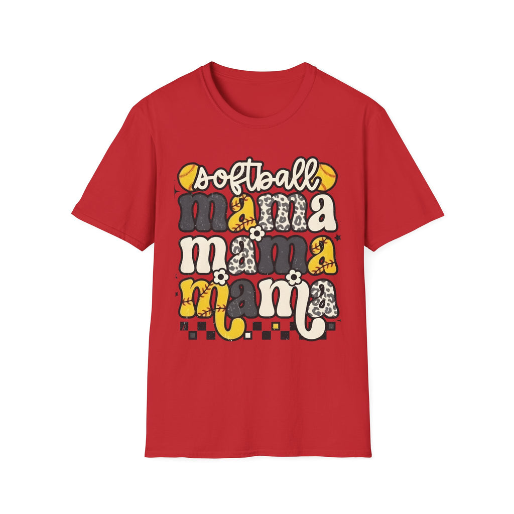 Softball Mama Graphic T-Shirt — Cute Leopard & Ball Mom Shirt