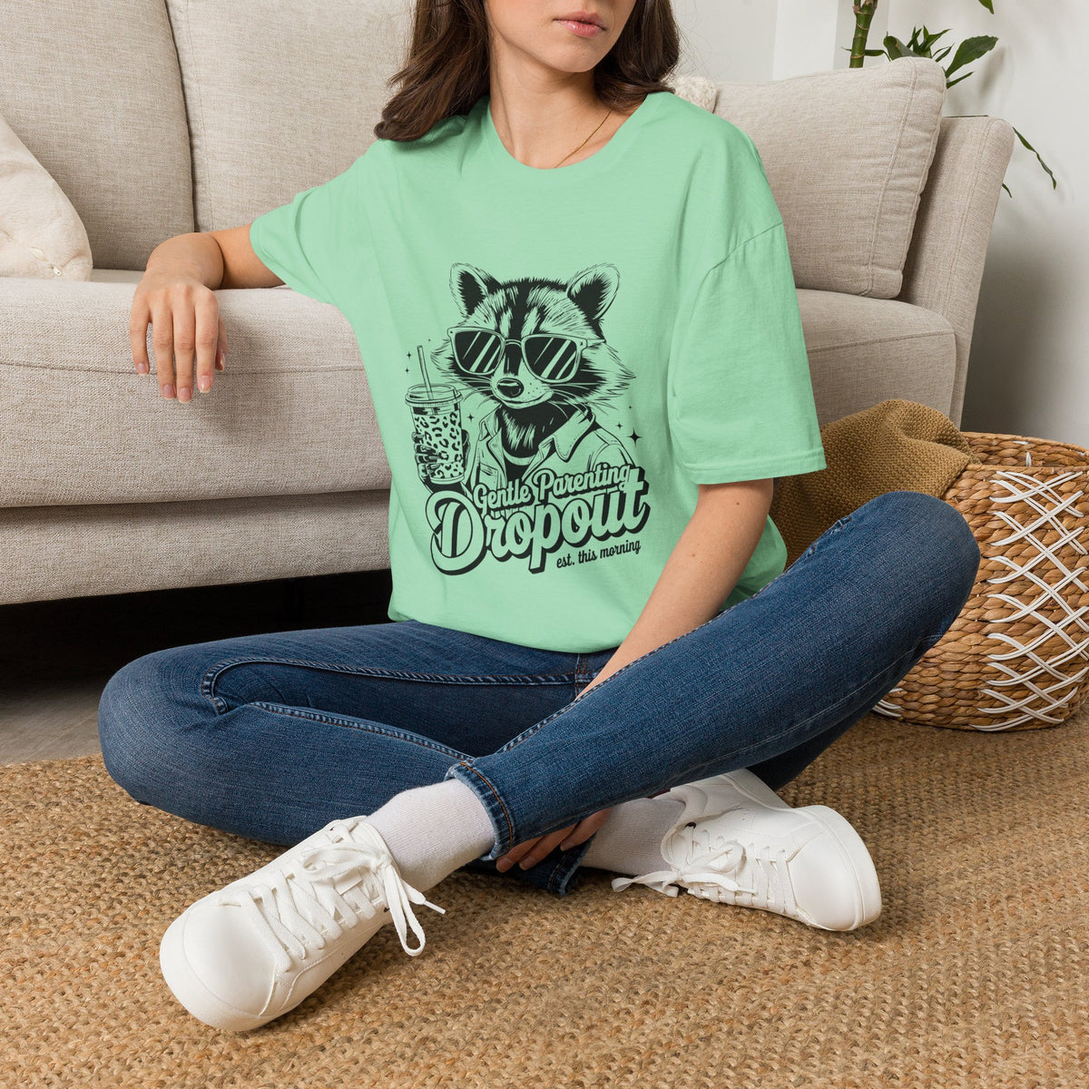 Raccoon with Sunglasses T-Shirt — Cute Retro 'Dropout' Graphic Tee