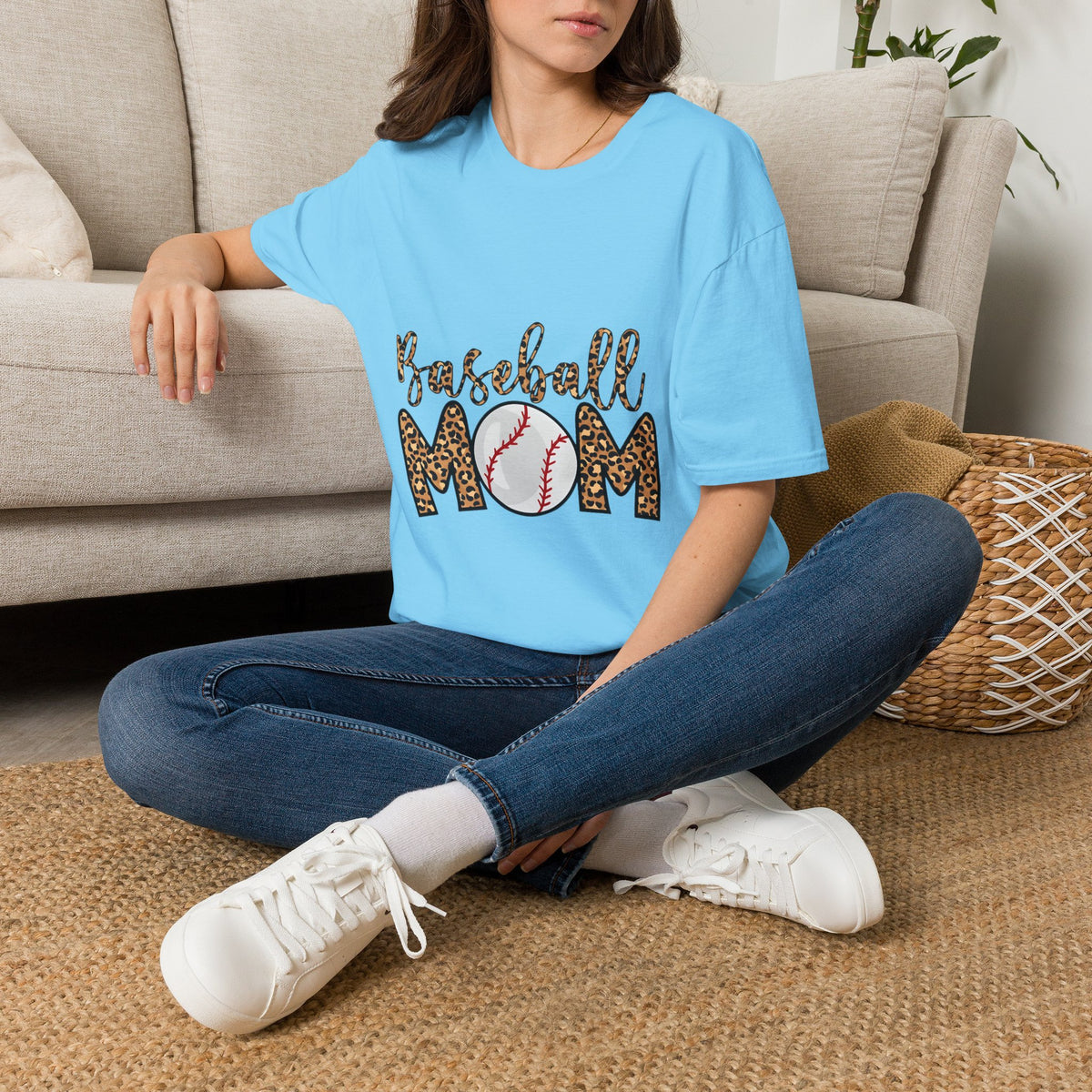 Baseball Mom Leopard Print T-Shirt — Baseball Mom Tee with Baseball Graphic