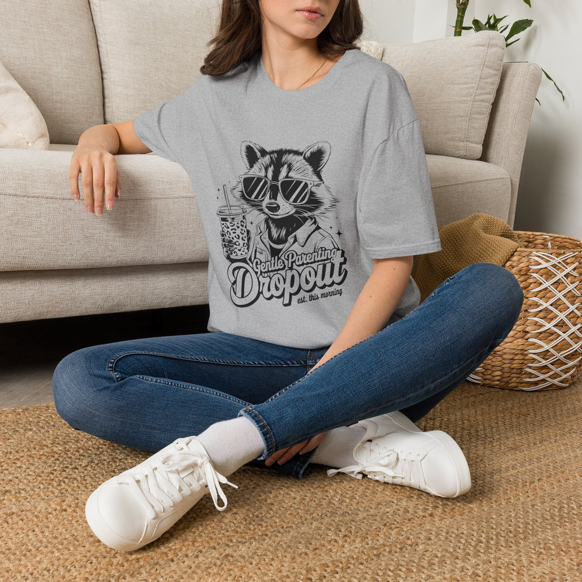 Raccoon with Sunglasses T-Shirt — Cute Retro 'Dropout' Graphic Tee