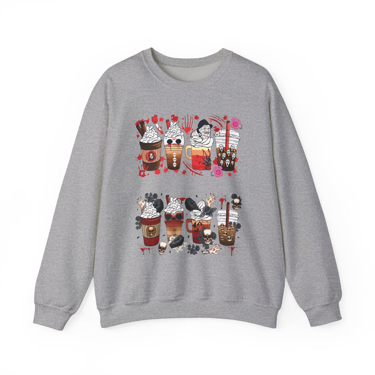Coffee Drinks Crewneck Sweatshirt — Cute Boba, Latte & Bubble Tea Graphic