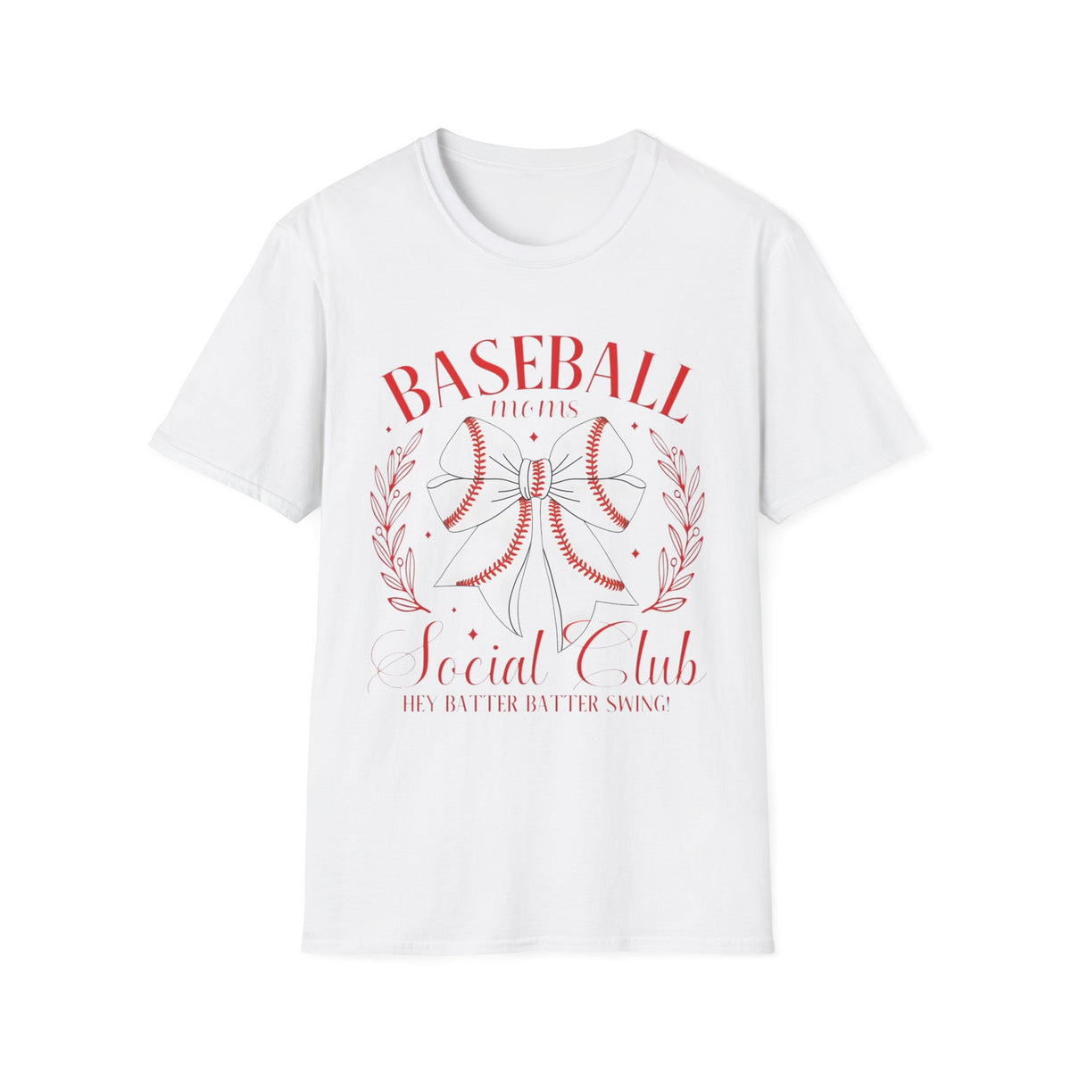 Baseball Mom T-Shirt — Floral Stitch Bow Sports Tee