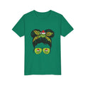 Holiday Grinch Messy Bun Kids Tee