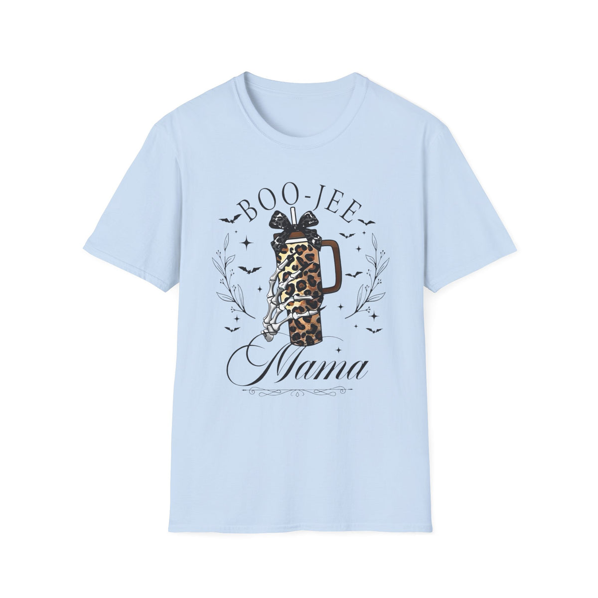 Boo-Jee Mama T-Shirt — Leopard Print Coffee Tumbler Halloween Tee