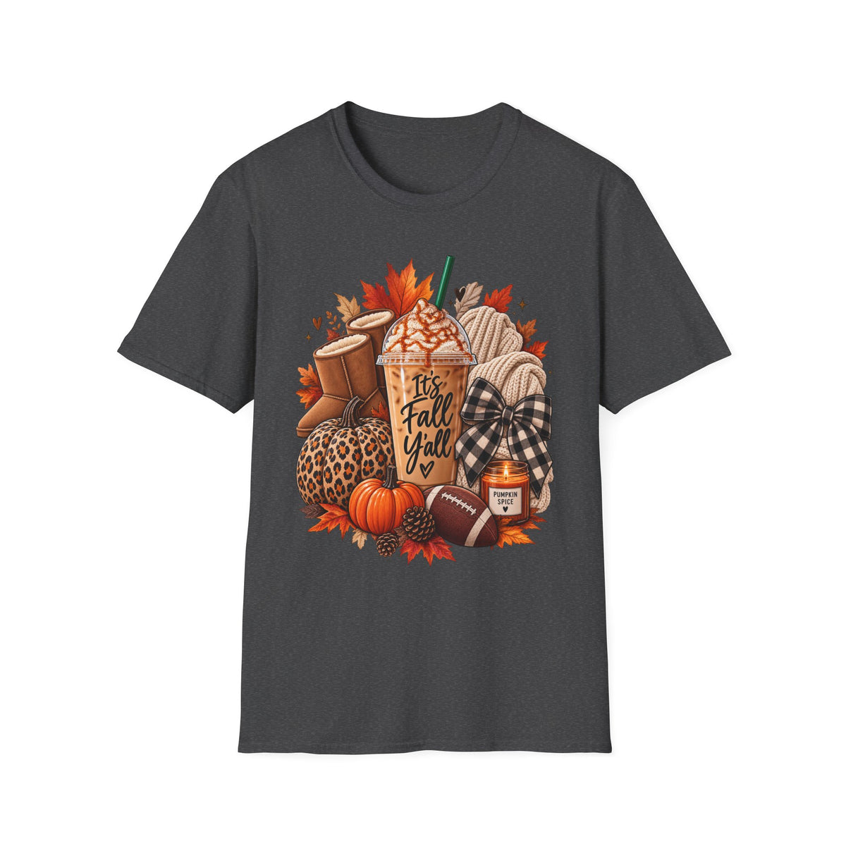 Fall Cozy Tee — “It's Fall Y'all” Autumn Pumpkin Latte Graphic T-Shirt