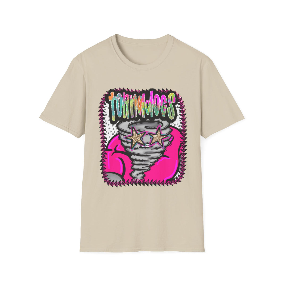 T‑Shirt — Colorful 'Tornadoes' Graphic Tee with Retro Stars (Bold Neon Streetwear)