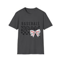 Baseball Mama T-Shirt — Checkerboard Bow Soft Tee for Baseball Moms