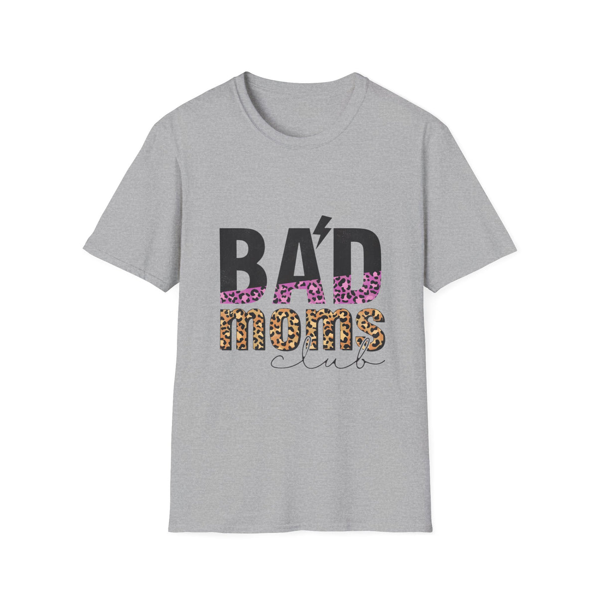 Bad Moms Club T-Shirt — Bold Leopard Accent Graphic Tee