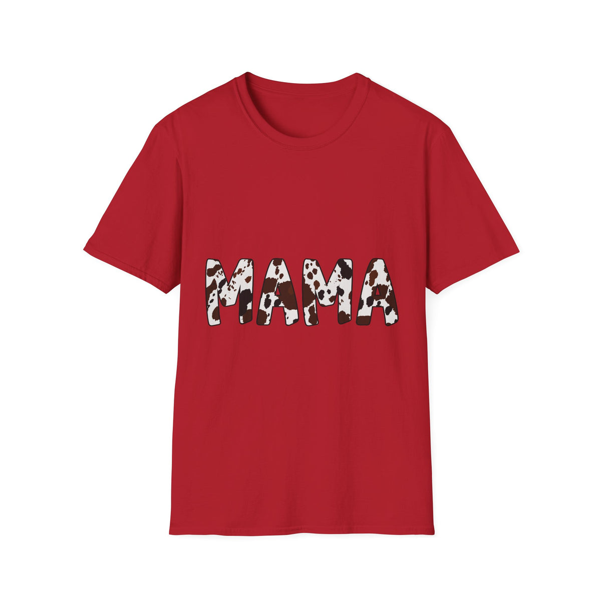 Mama Cow Print T-Shirt — Graphic Mama Tee with Brown Dalmatian Spots