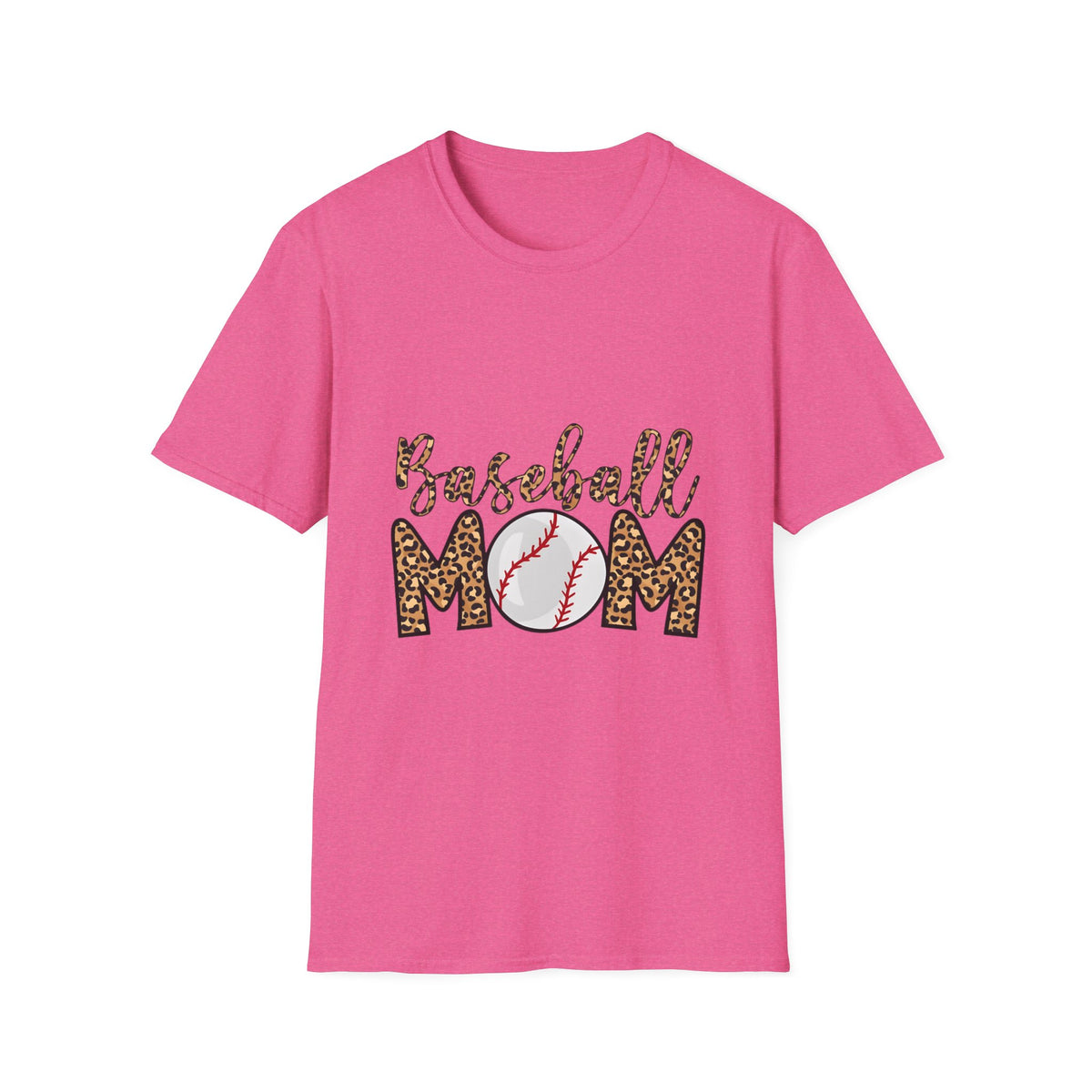 Baseball Mom Leopard Print T-Shirt — Baseball Mom Tee with Baseball Graphic