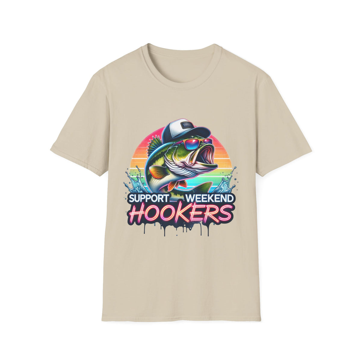 Fishing T-Shirt — “Support Weekend Hookers” Retro Bass Design