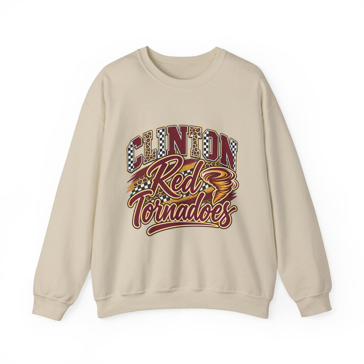 Clinton Red Tornadoes Crewneck Sweatshirt – Retro School Sports Logo