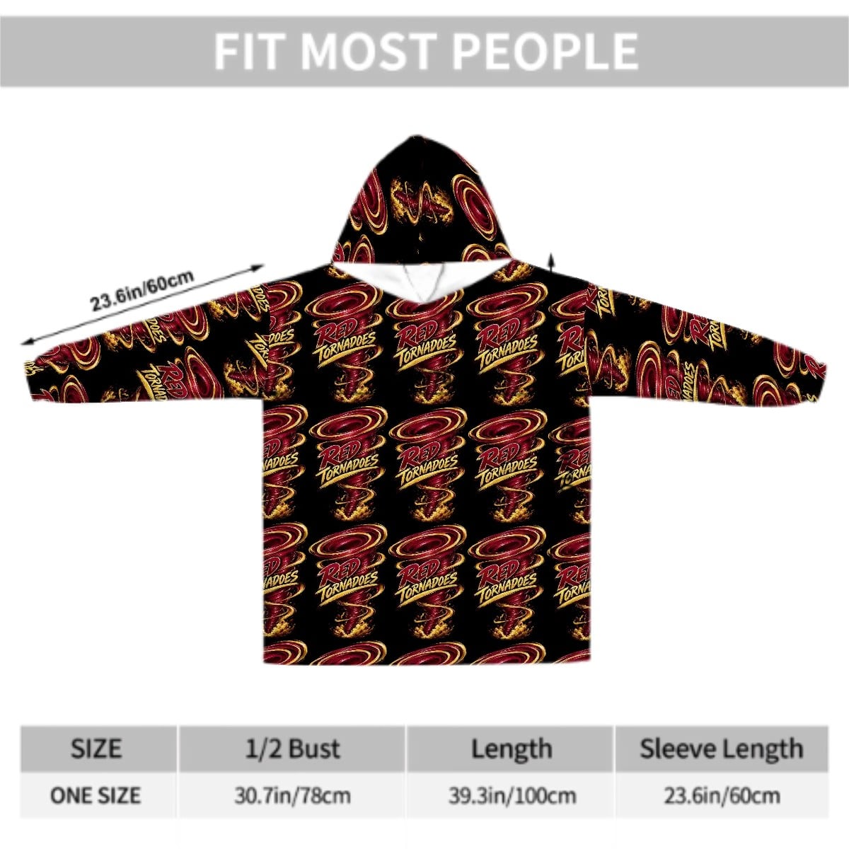 Adult Blanket Hoodie Tornadoes logo