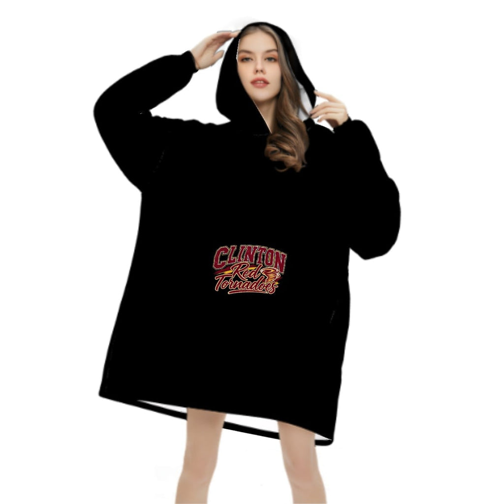 Adult Blanket Hoodie Clinton Tornadoes